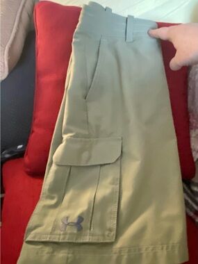 Under Armour Olive Cargo Athletic Shorts with Logo